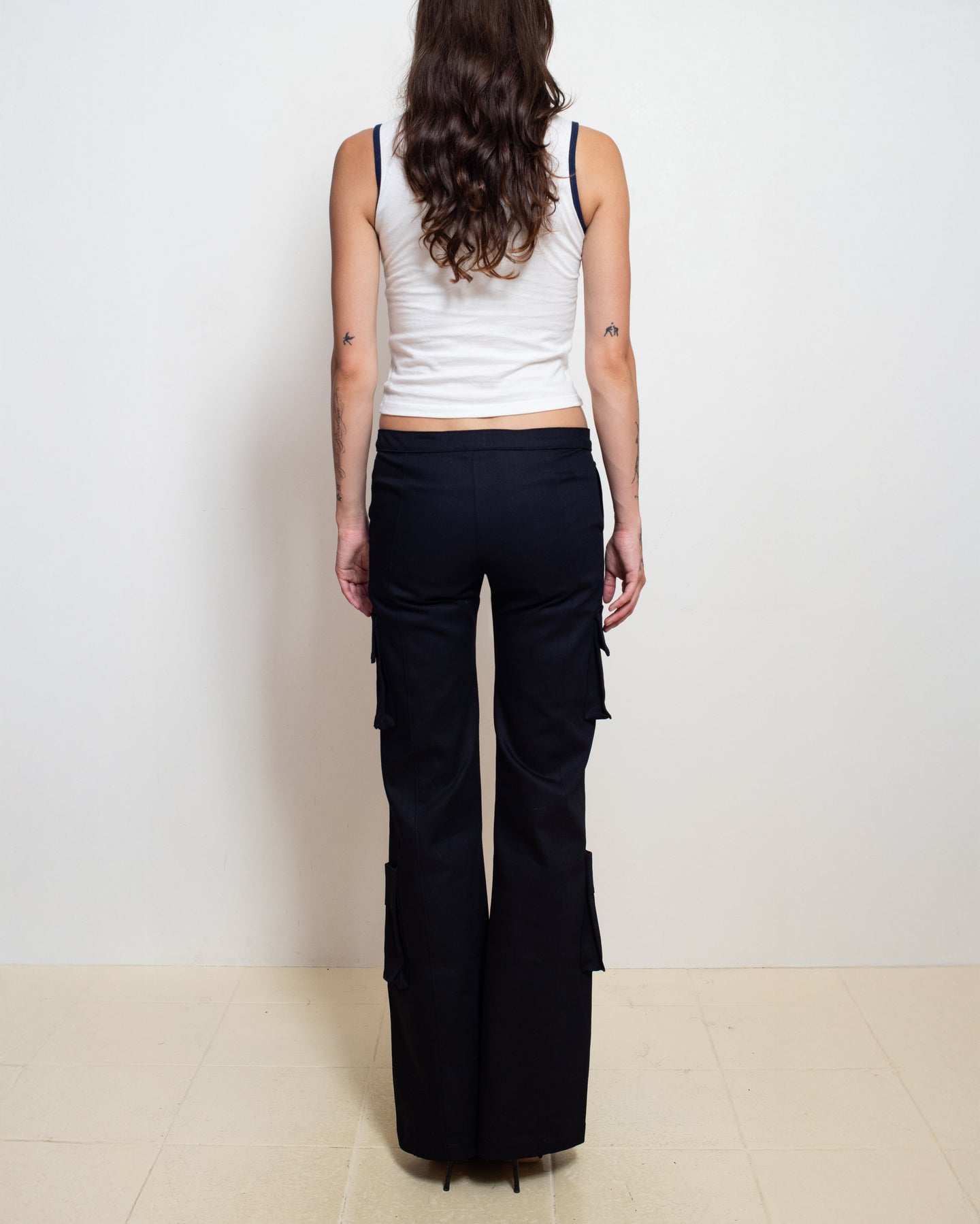 White/ Navy Contrast Tank